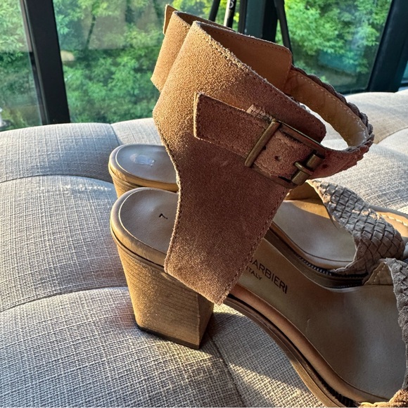 Barbara Barbieri size 7 leather‎ Tan Suede Heeled Sandals made in Italy - Picture 2 of 6